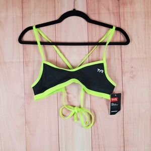 TYR Durafast One Sandblasted Mojave Tieback Top Womens Small Black Logo Swimwear